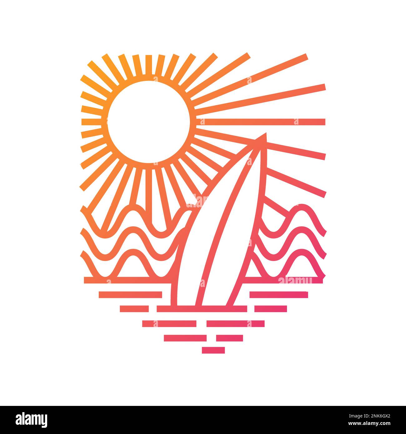 Meer und Strand Panorama. Editierbare Vektordarstellung. Stock Vektor