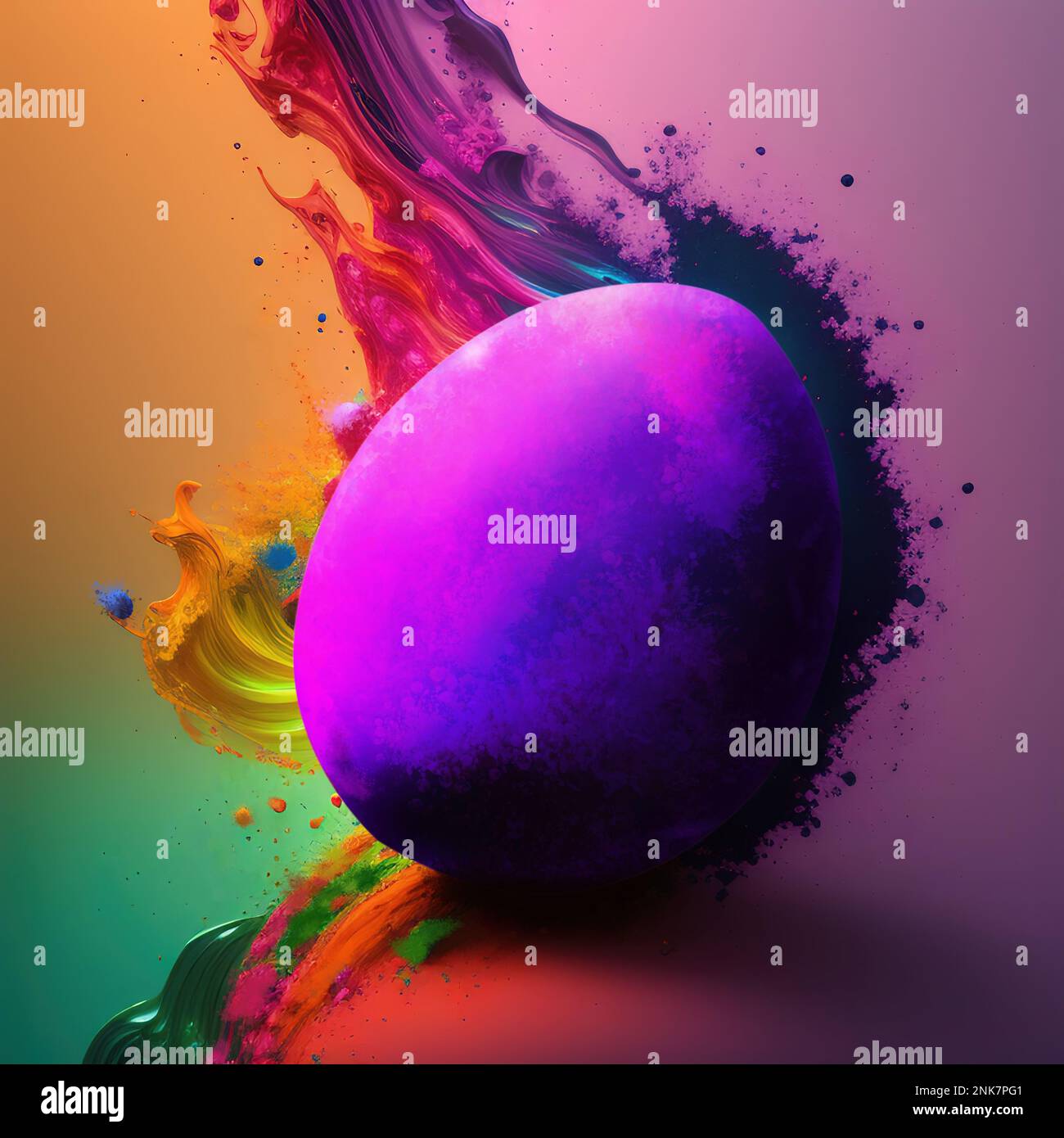 Darstellung eines abstrakten Estereiers in lebendigen Farben Stockfoto