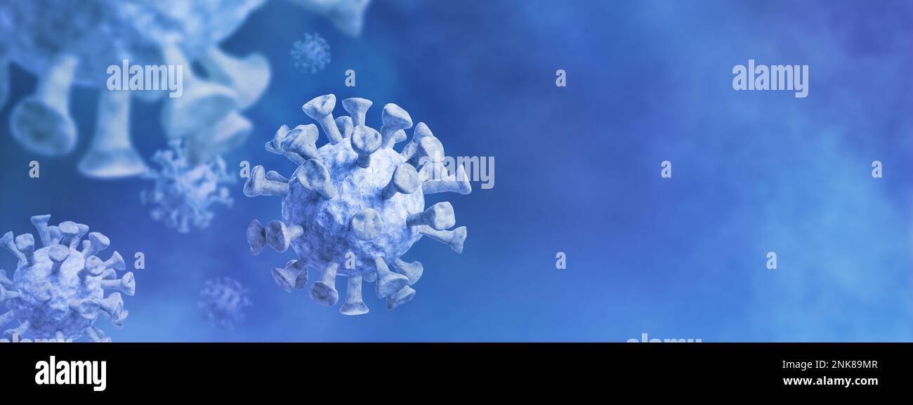 Coronavirus-Pandemie, Banner, Hintergrund - konzeptionelles Bild der Coronavirus-Krankheit 2019 (COVID-19), Nahaufnahme mit Platz für Text Stockfoto