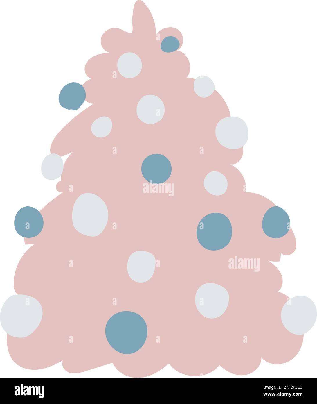 Pinkfarbene Vektorzeichnung mit Weihnachtsbaum. Stock Vektor