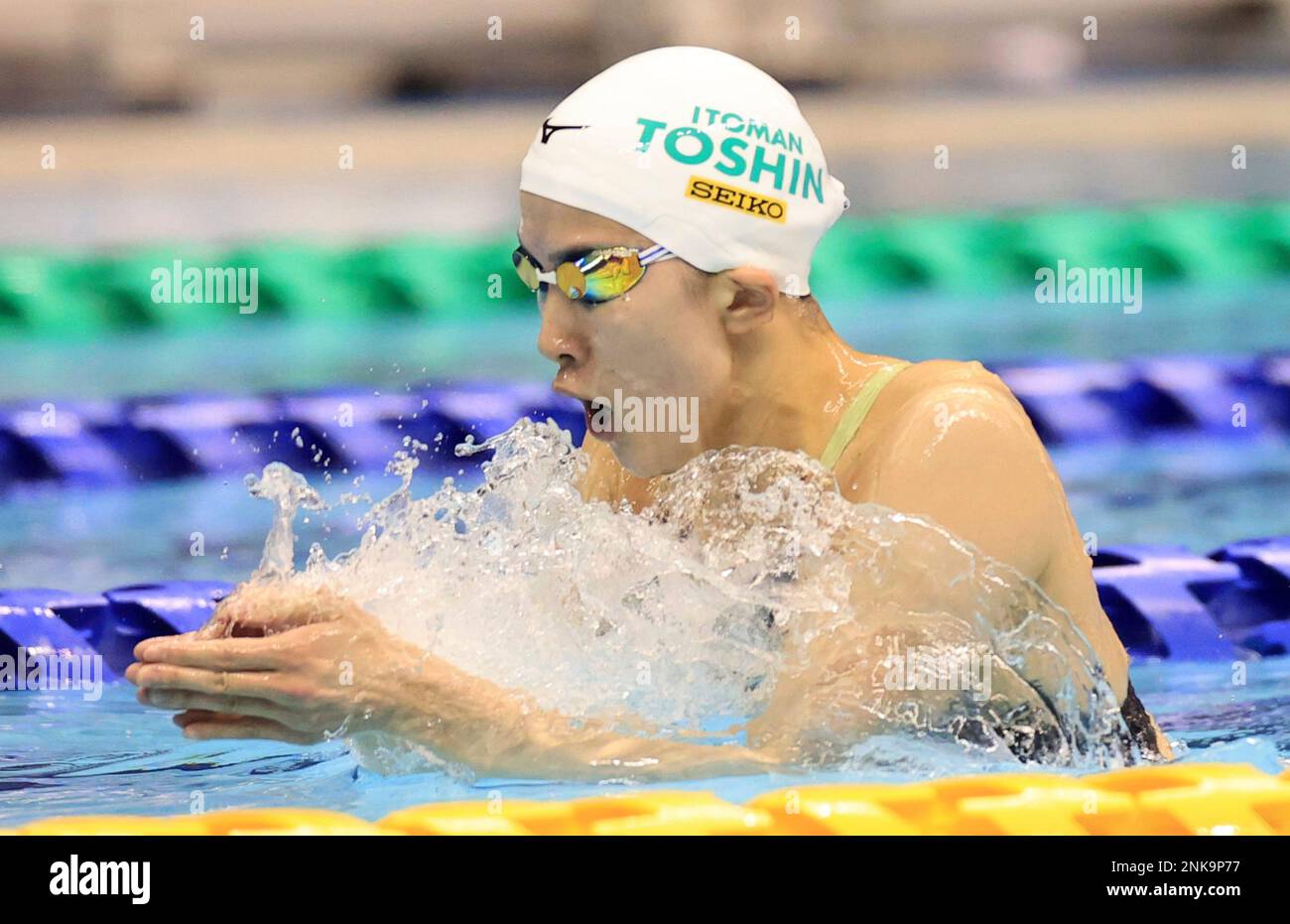 Japanese swimmer Yui Ohashi competes during the women's individual medley final of the Japan Swim 2022 at Yokohama International Swimming Pool in Yokohama City, Kanagawa Prefecture on April 30, 2022. Ohashi, an Olympic gold medalist, won the event. Ohashi claimed gold medal at the Women's 400m individual medley and the Women's 200m individual medley in 2020 Summer Olympics. ( The Yomiuri Shimbun via AP Images ) Stockfoto