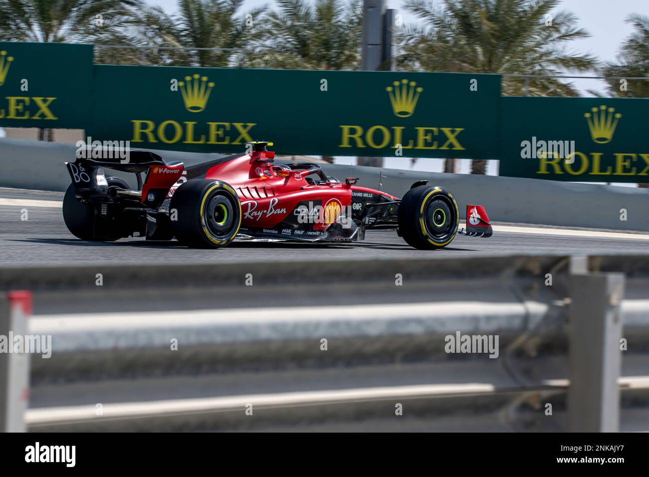 Sakhir, Bahrain, 23. Februar 2023, Carlos Sainz aus Spanien tritt um Scuderia Ferrari an. Wintertests, die Wintertests der Formel-1-Meisterschaft 2023. Kredit: Michael Potts/Alamy Live News Stockfoto