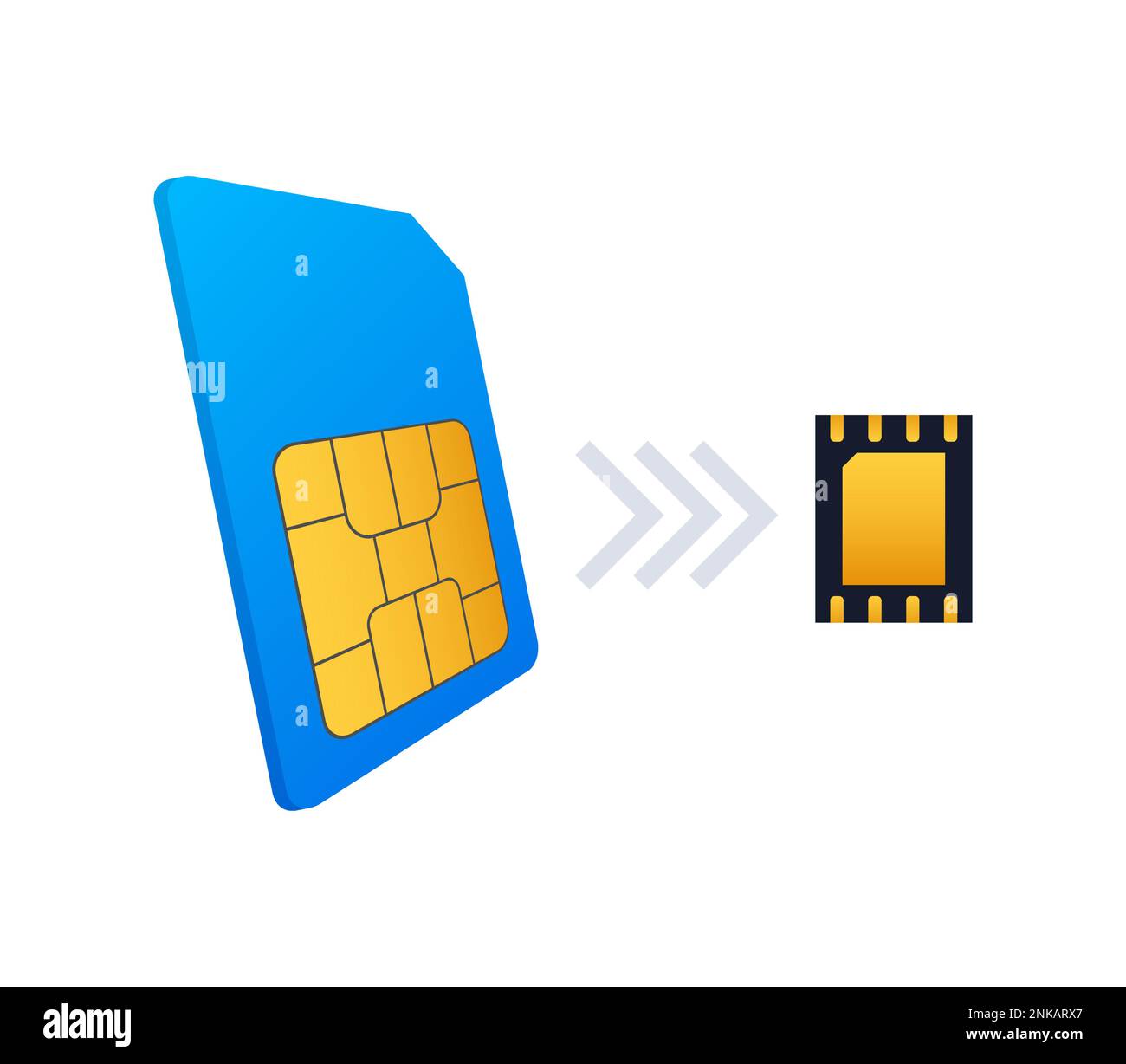 Symbol für SIM-Karte und eSIM integrierte SIM-Karte Konzept. Das Konzept der SIM-Karten-Evolution. Vektordarstellung. Stock Vektor