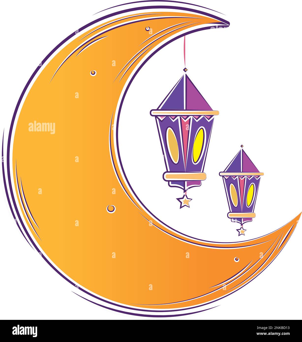 Isolierte farbige Skizze eines Mond-arabischen Vektors Stock Vektor