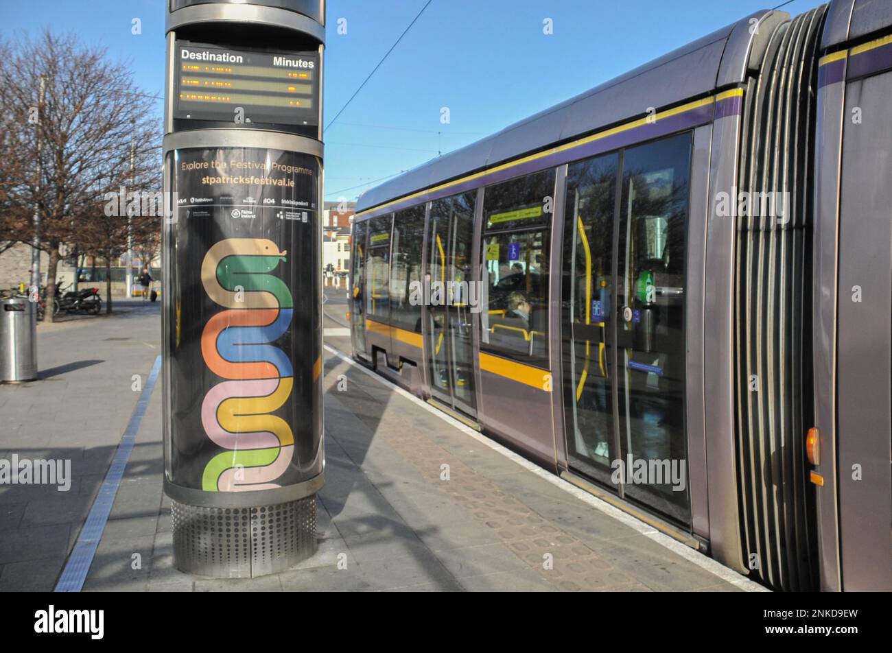 Beschilderung zum Saint Patrick's Festival, Dublin, Irland. Stockfoto