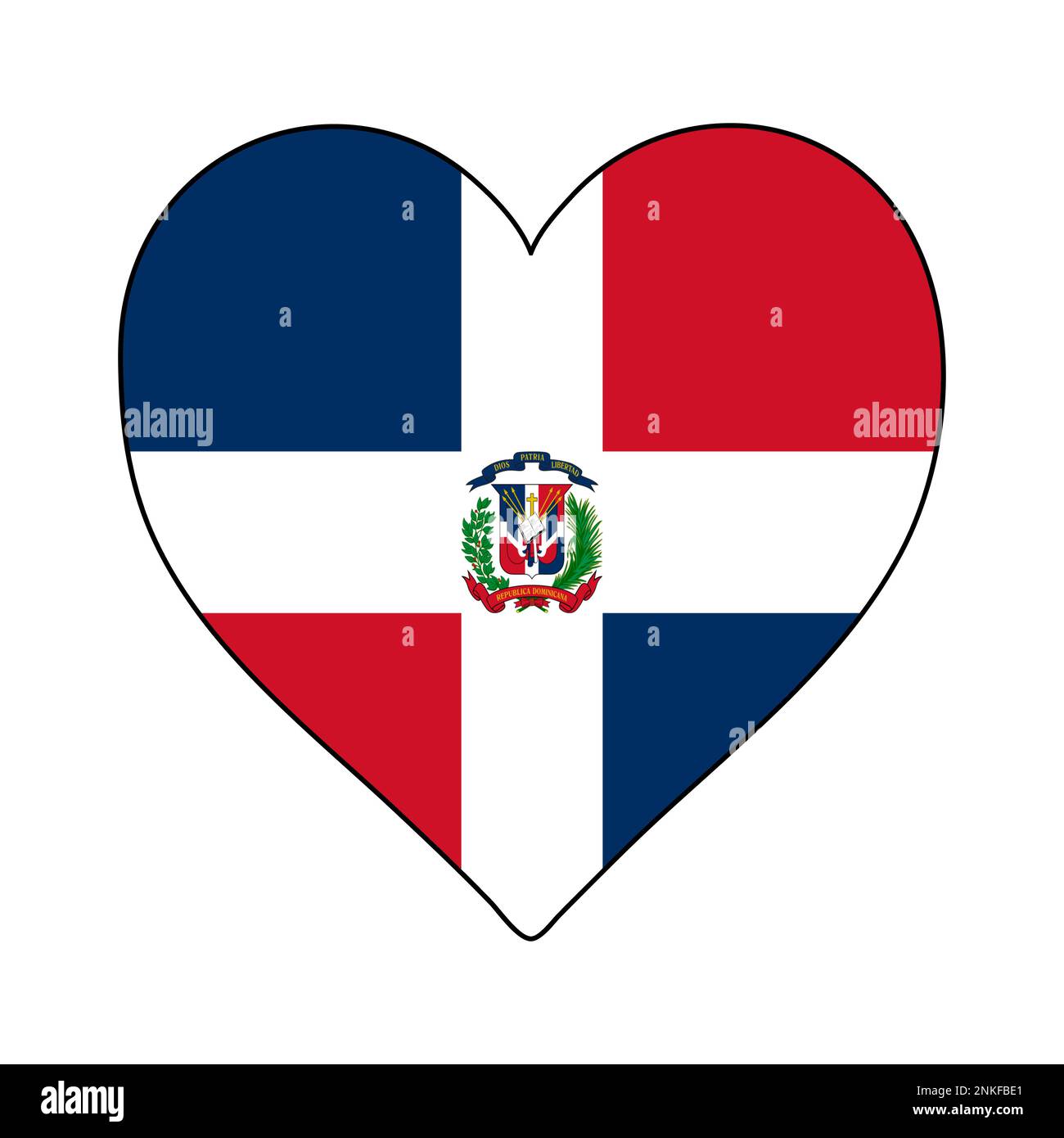Dominikanische Republik - Herzform Flagge. Ich Liebe Die Dominikanische Republik. Besuchen Sie Die Dominikanische Republik. Karibik. Lateinamerika. Grafische Konstruktion Von Vektordarstellungen. Stock Vektor