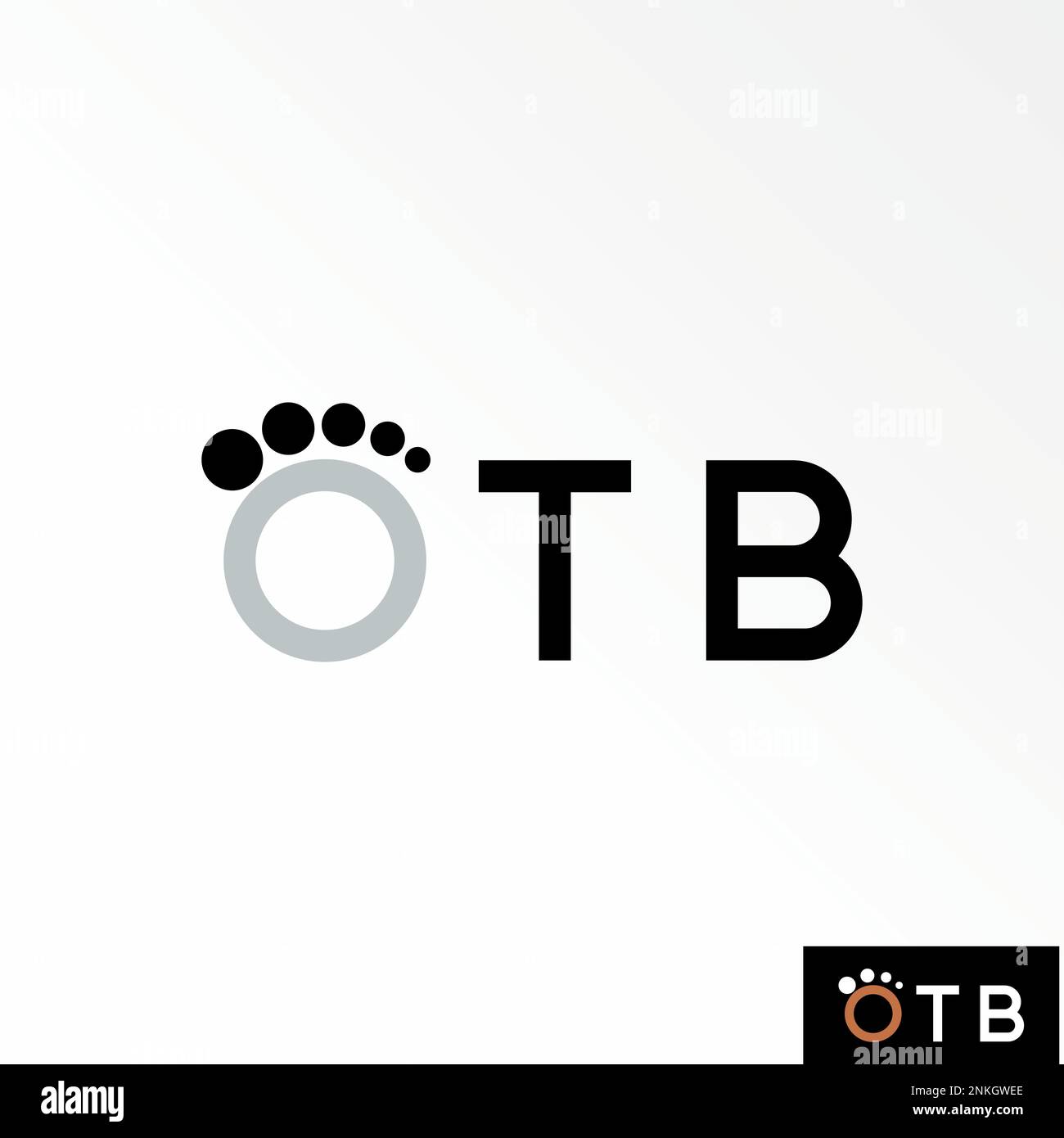 Unique Letter oder Word OTB verwendet keine serifenfarbene Schriftart wie der rechte Fußstempel Grafik Symbol Logo Design abstraktes Konzept Vektorvektoren oder Initialen Stock Vektor