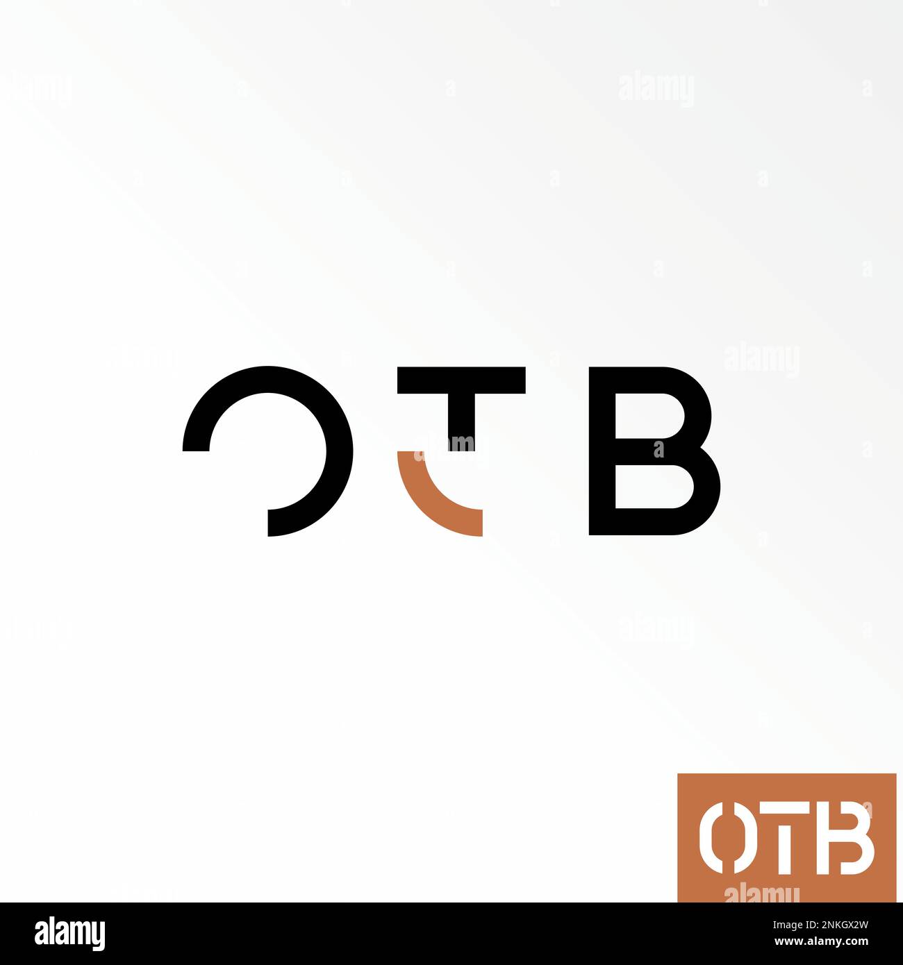 Unique Letter oder Word OTB verwendet keine serifenfarbene Schrift mit ausgeschnittenem oder geteiltem Seitenbild Grafik-Symbol Logo-Design abstraktes Konzept Vektormaterial Monogramm oder Initialen Stock Vektor