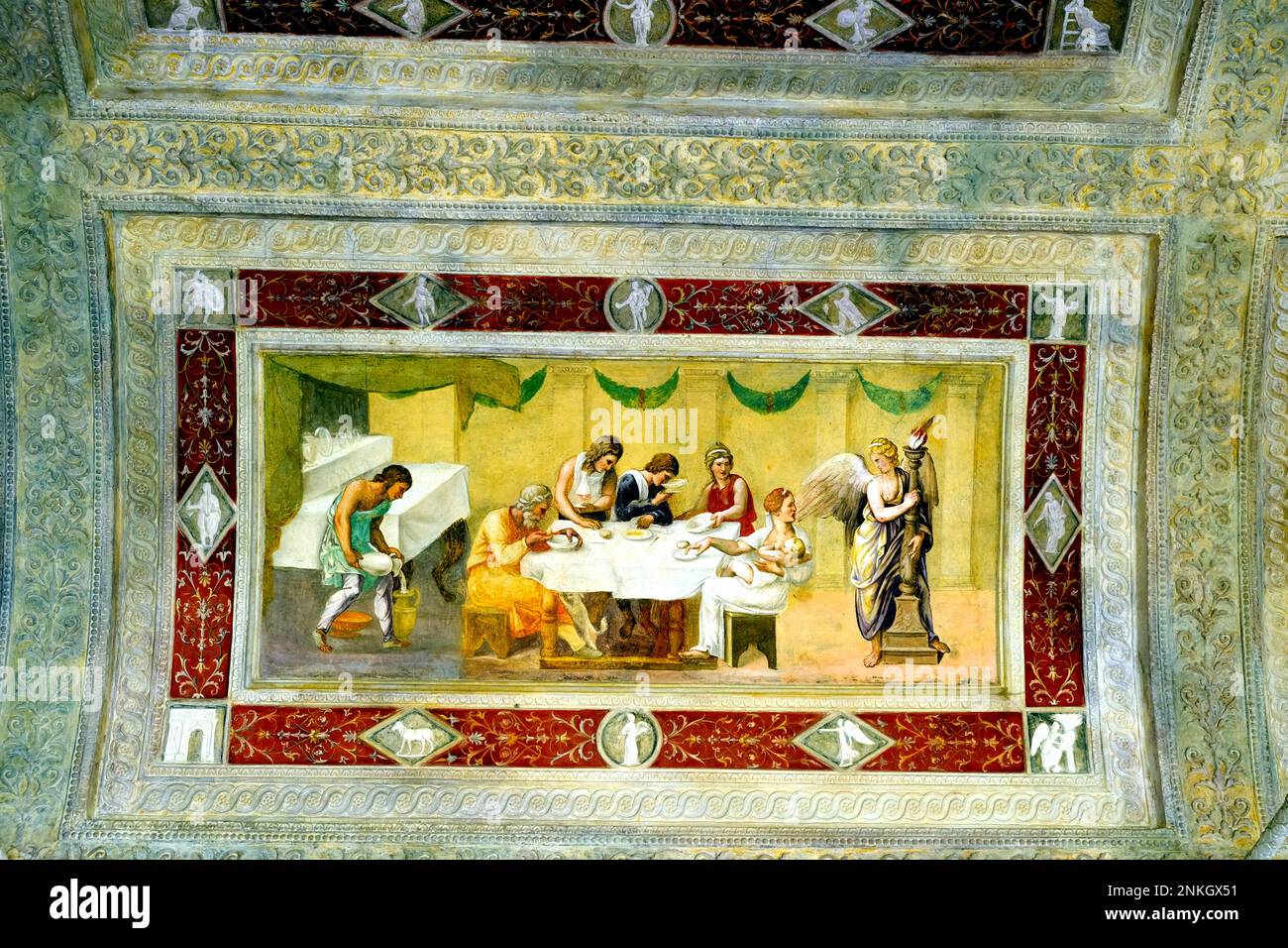 Wandtafel im Loggia Loggetta und Secret Garden im Palazzo Te Mantua Italien Stockfoto