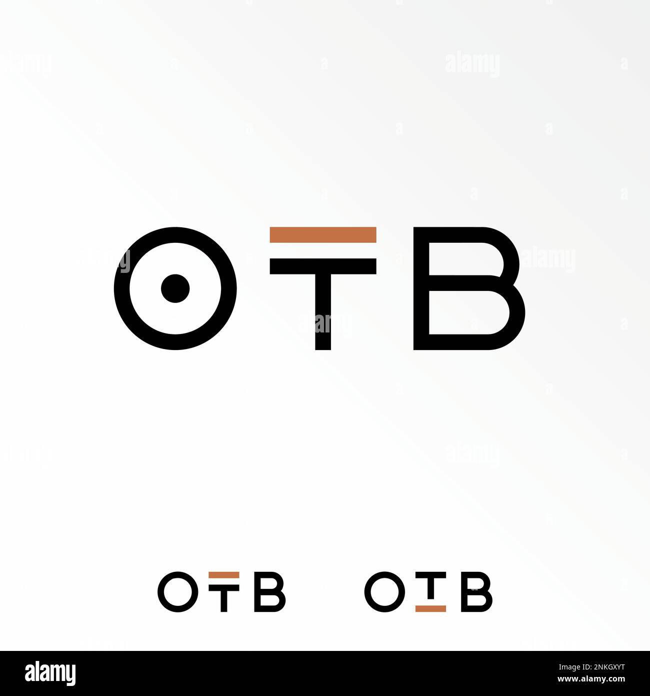 Unique Letter oder Word OTB verwendet keine serifenfarbene Schrift mit Schnittlinie oder geteilter Linie Grafik Symbol Logo Design abstraktes Konzept Vektormaterial Monogramm oder Initialen Stock Vektor