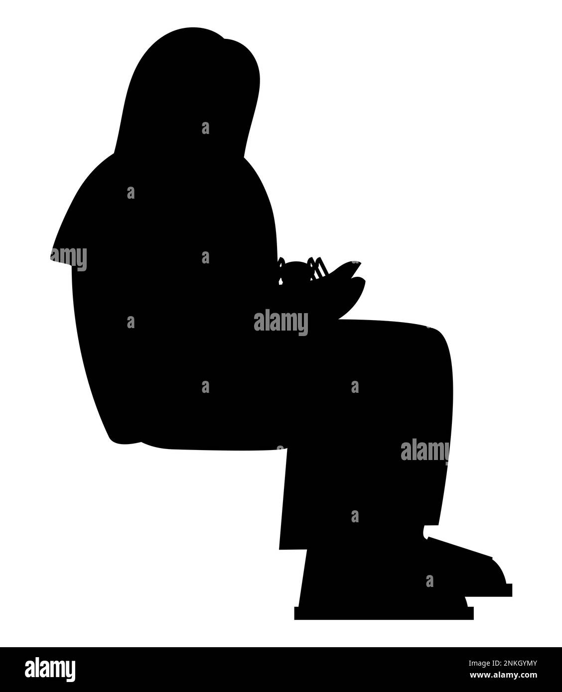 Schwarze Silhouette eines Mädchens, das mit einer Spinne spielt, einer Zeichentrickfigur Stock Vektor