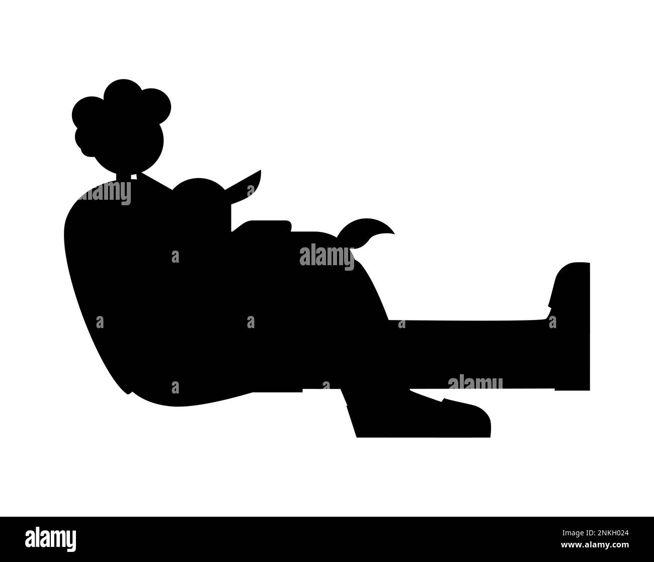 Schwarze Silhouette eines Mannes, der auf dem Boden sitzt, streichelt und kratzt einen aufgeregten Hund, Haustier, Hundefreunde, Zeichentrickfiguren Stock Vektor