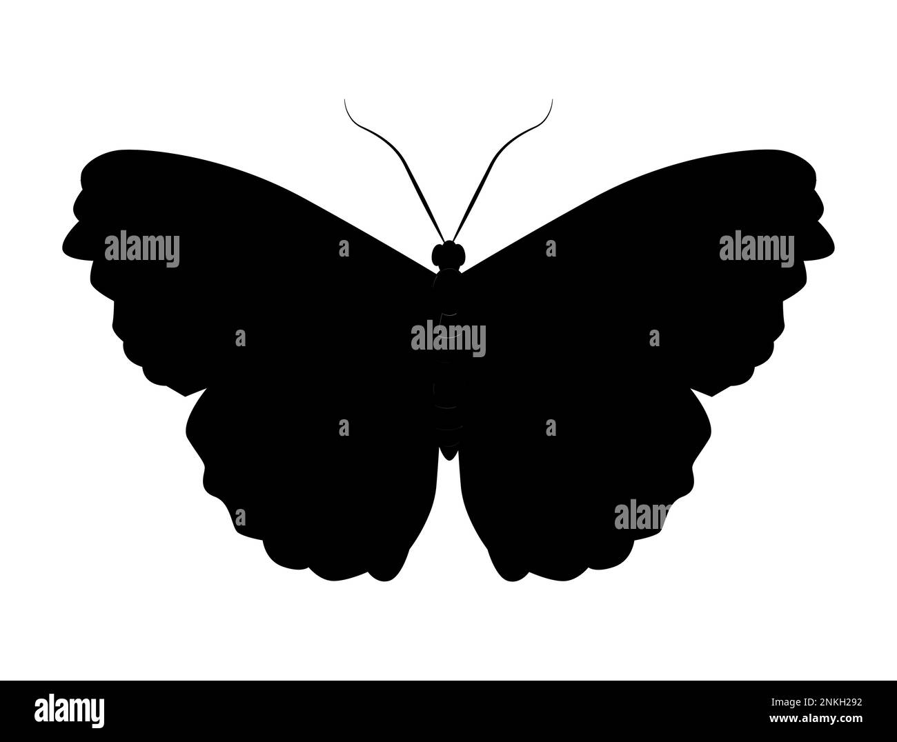 Schwarze Silhouette eines Schmetterlingsvektors, Waldinsekt Stock Vektor