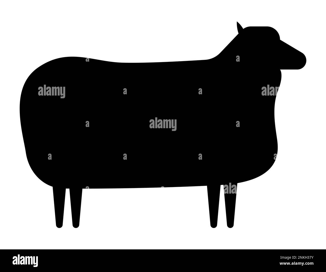 Silhouette eines Cartoon-Schafes (Lamm). Das Symbol für Bauernhoftiere ist auf weißem Hintergrund isoliert. Vektorsymbol für Viehbestand. Stock Vektor