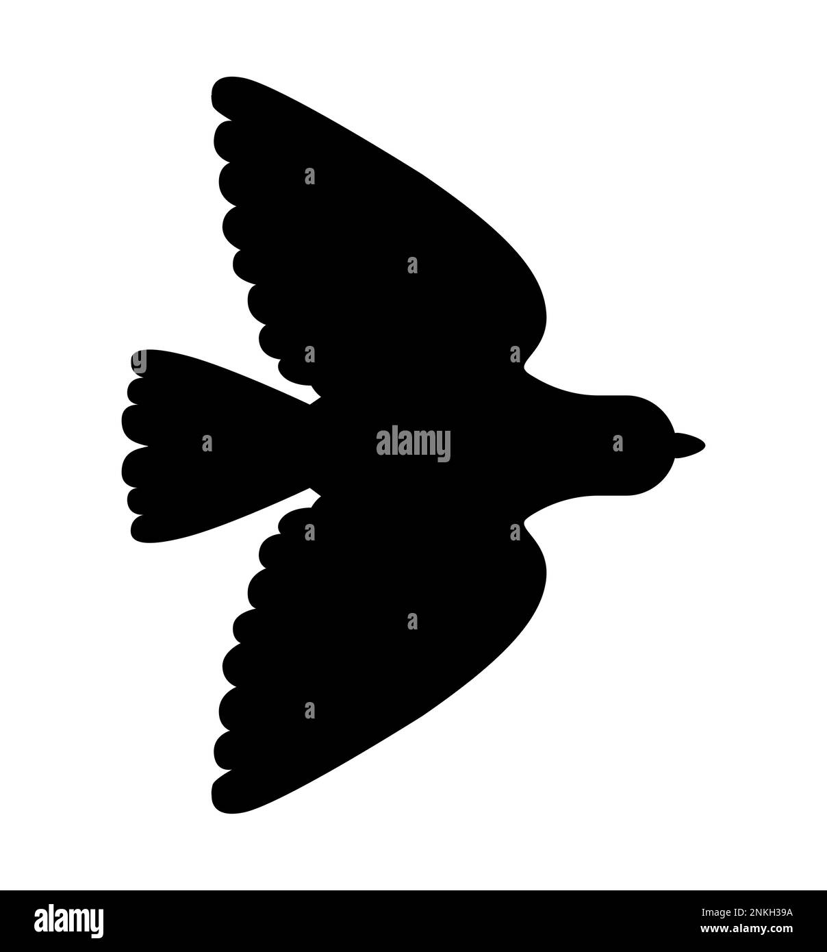 „Bird Flying“-Silhouette mit offenen Flügeln Stock Vektor