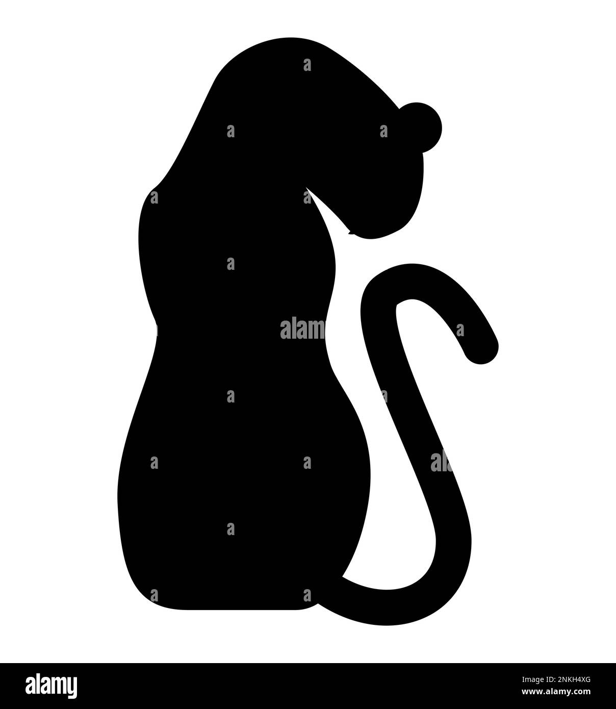 Schwarze Silhouette eines Panthers, afrikanischer Panther in sitzender Pose isoliert, Vector Stock Vektor