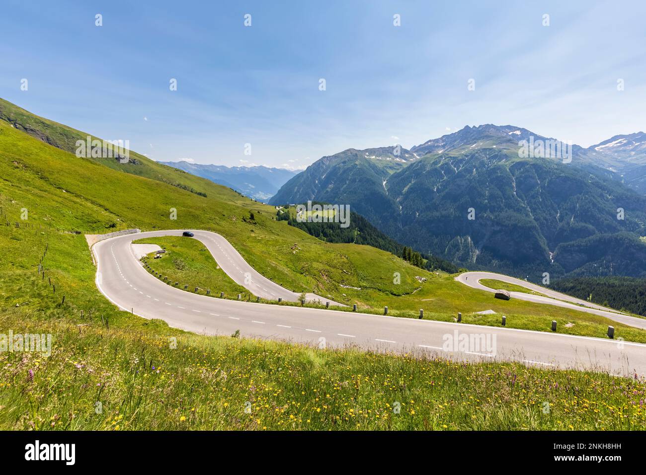 Österreich, Salzburg, Haarnadelkurve der Grossglockner High Alpine Road Stockfoto