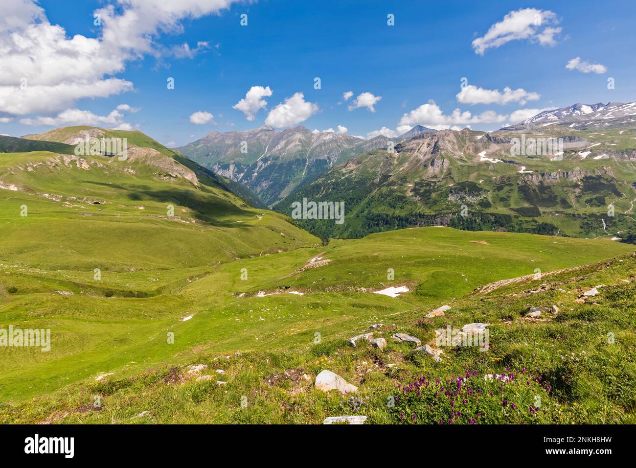 Österreich, Salzburg, Panoramablick auf die europäischen Alpen im Sommer Stockfoto