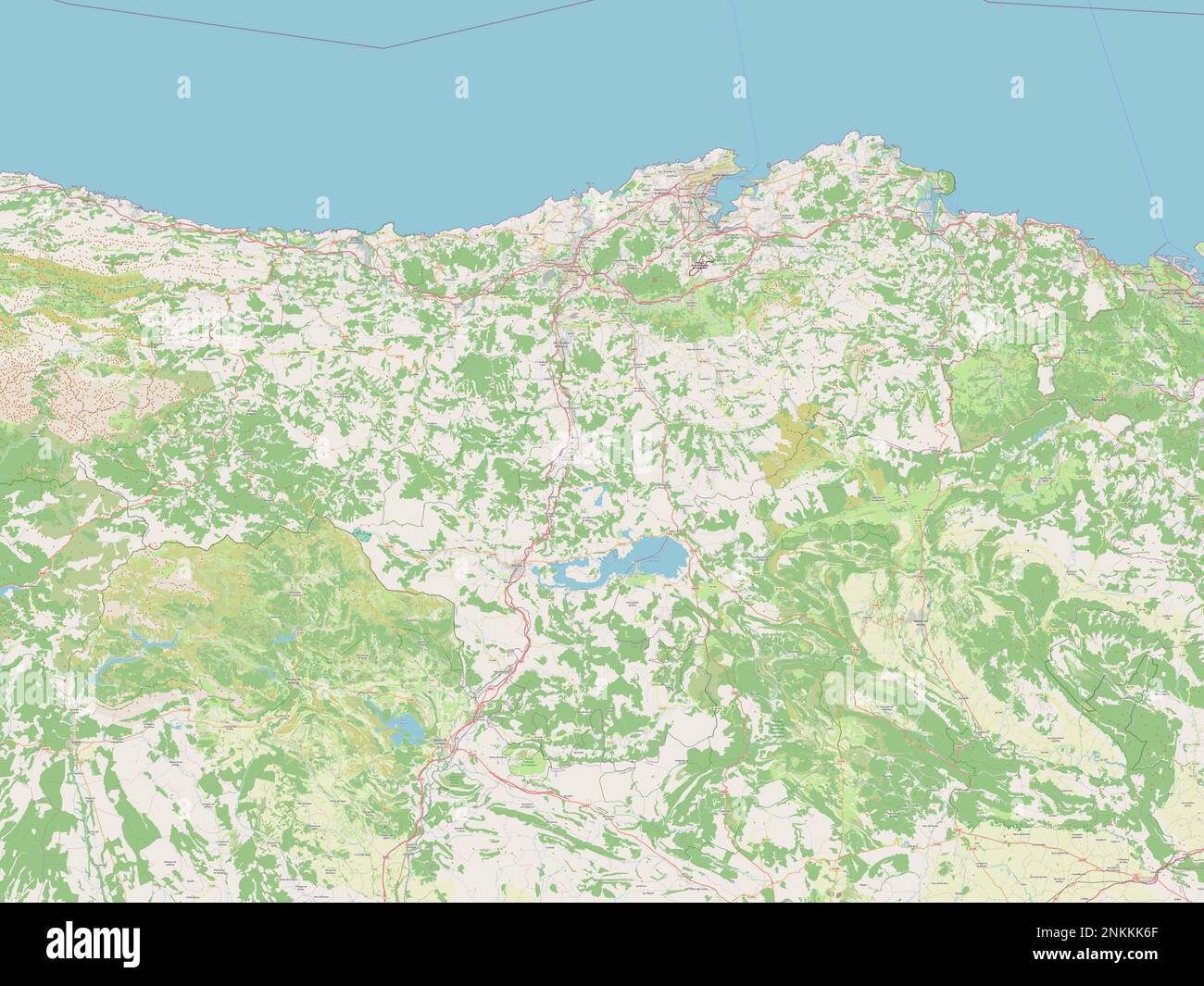 Kantabrien, autonome Gemeinschaft Spaniens. Straßenkarte Öffnen Stockfoto