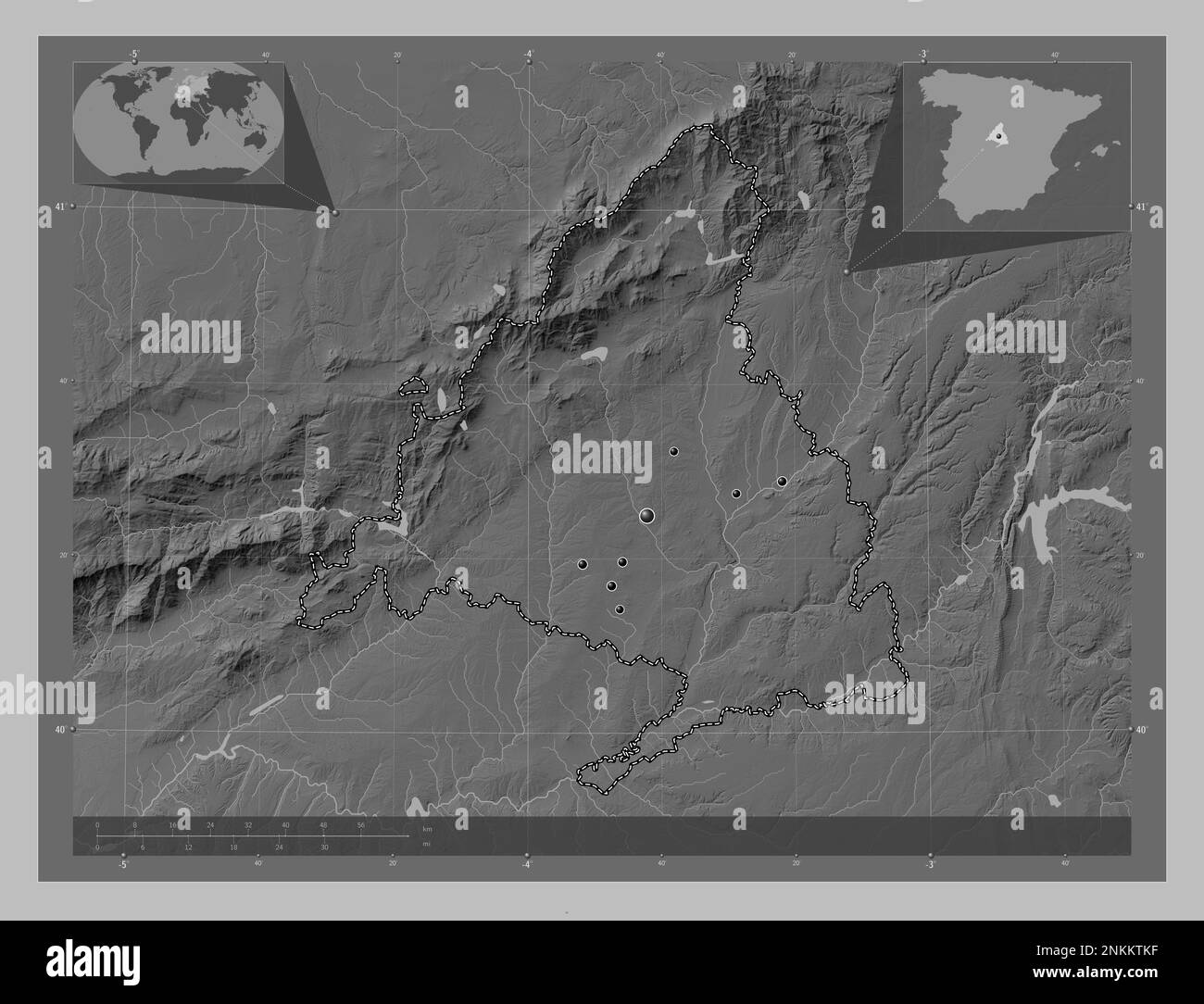 Comunidad de Madrid, autonome Gemeinschaft Spaniens. Grauskala