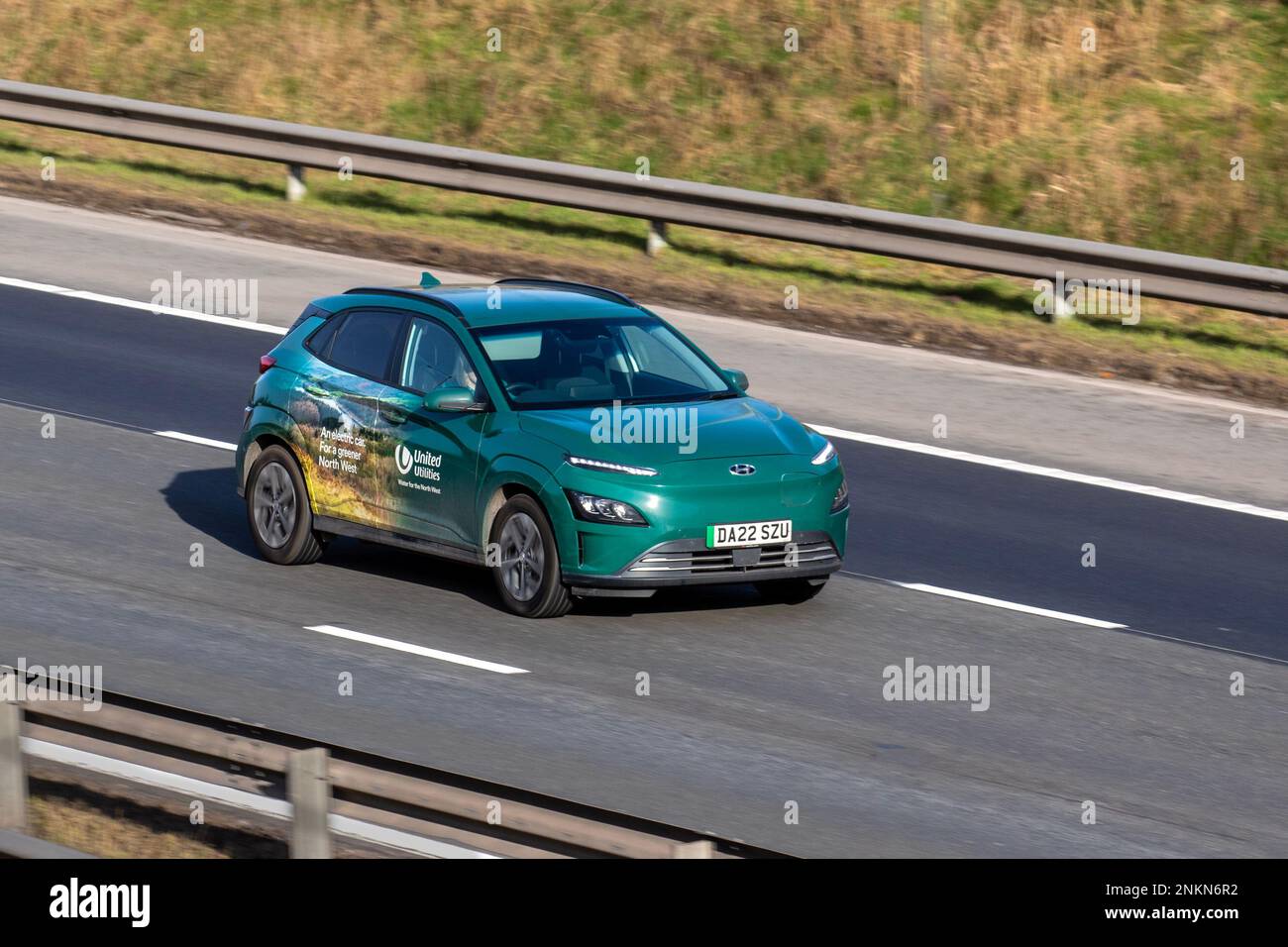 2022 Hyundai Kona Premium EV. United Utilities nordwestliche Wasserwagenflotte Stockfoto