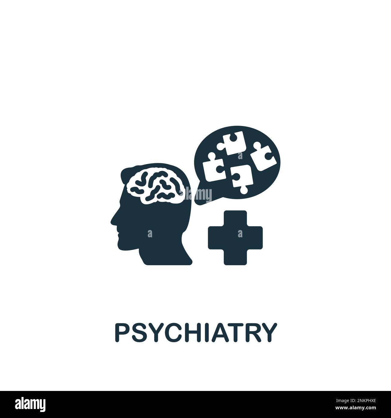 Psychiatrie-Ikone. Monochromes einfaches Zeichen aus der medizinischen Speialistik-Sammlung. Psychiatrie-Symbol für Logo, Vorlagen, Webdesign und Infografiken. Stock Vektor