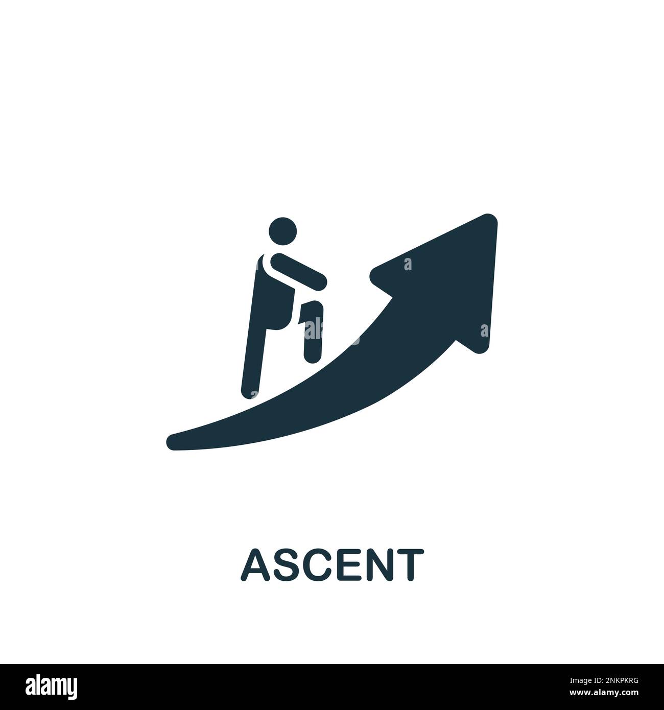 Symbol „Aufstieg“. Einfarbiges einfaches Schild aus der Performance Kollektion. Ascent-Symbol für Logo, Vorlagen, Webdesign und Infografiken. Stock Vektor
