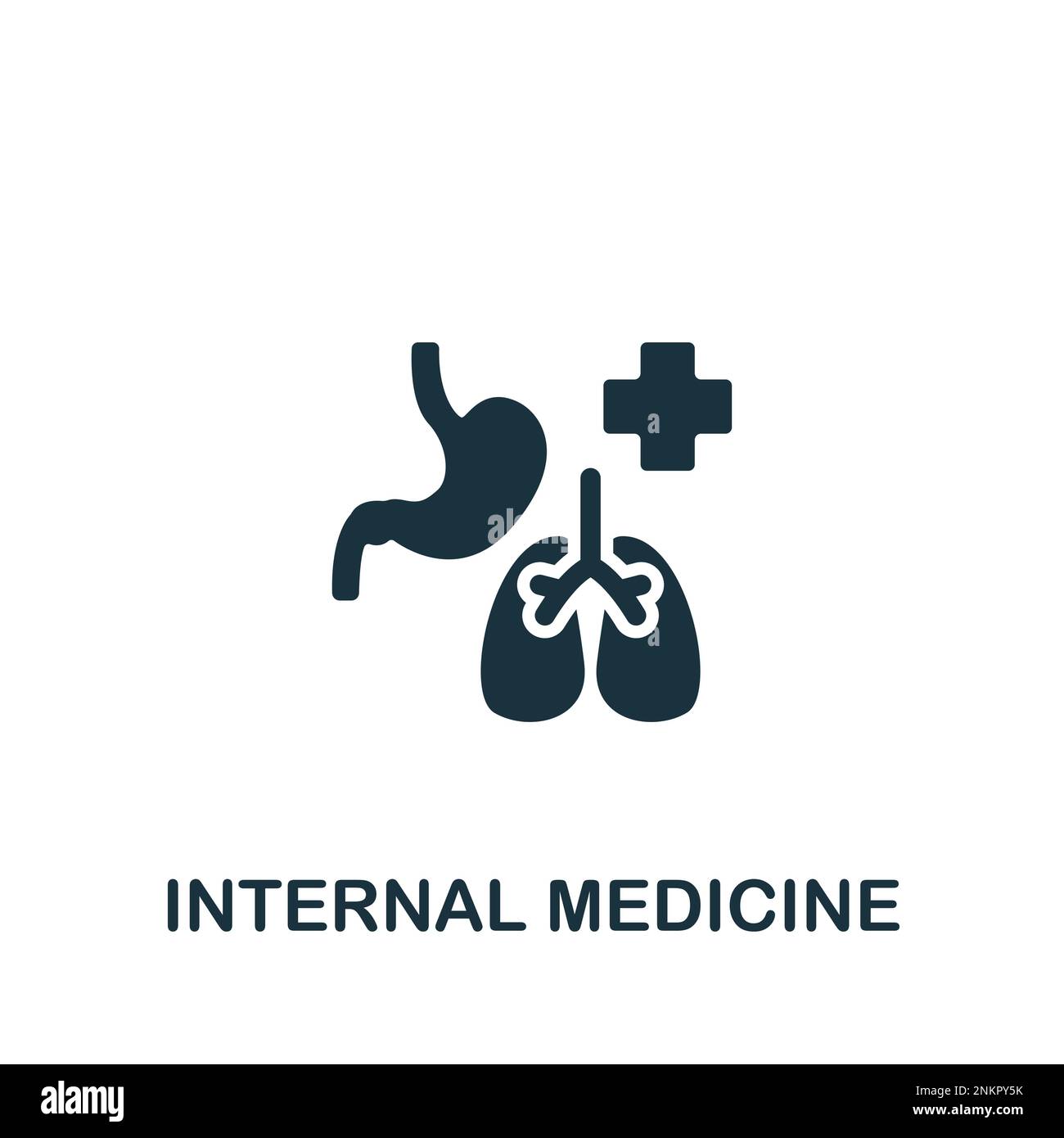 Symbol für Innere Medizin. Monochromes einfaches Zeichen aus der medizinischen Speialistik-Sammlung. Internes medizinisches Symbol für Logo, Vorlagen, Webdesign und Infografik Stock Vektor