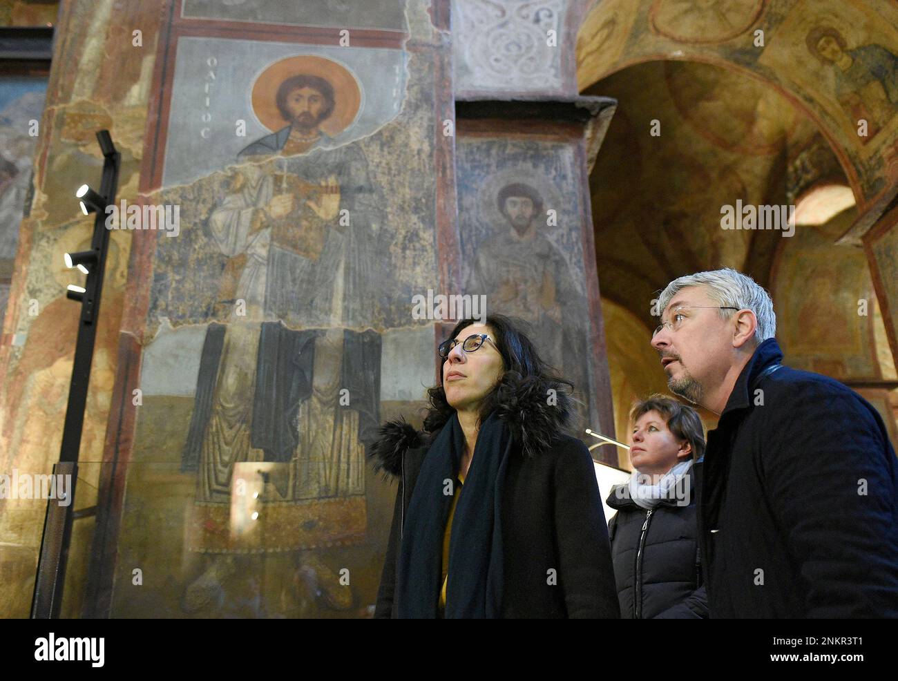 Nicht exklusiv: KIEW, UKRAINE - 23. FEBRUAR 2023 - Kulturminister Frankreichs Rima Abdul-Malak und Minister für Kultur und Informationspolitik des Vereinigten Königreichs Stockfoto