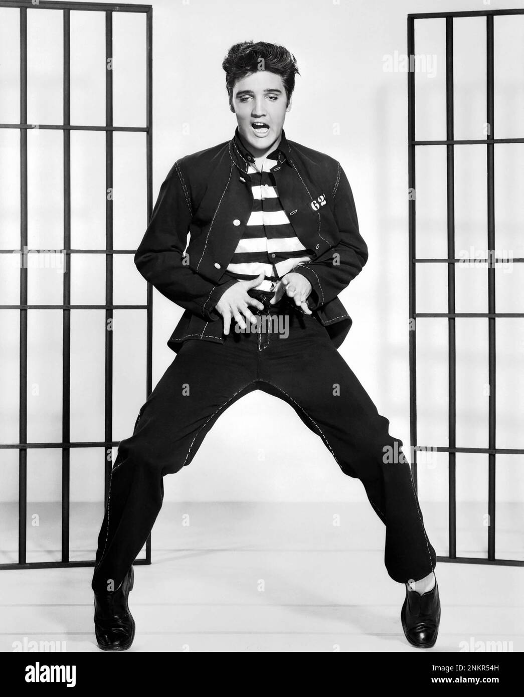 Amerikanische Ikone und Sängerin Elvis Presley - Werbefoto für Jailhouse Rock 1957 Stockfoto