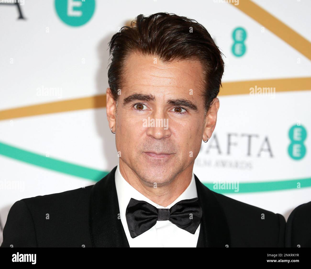 Colin Farrell nimmt an den EE BAFTA Film Awards 2023 in der Royal Festival Hall in London, England, Teil. Stockfoto