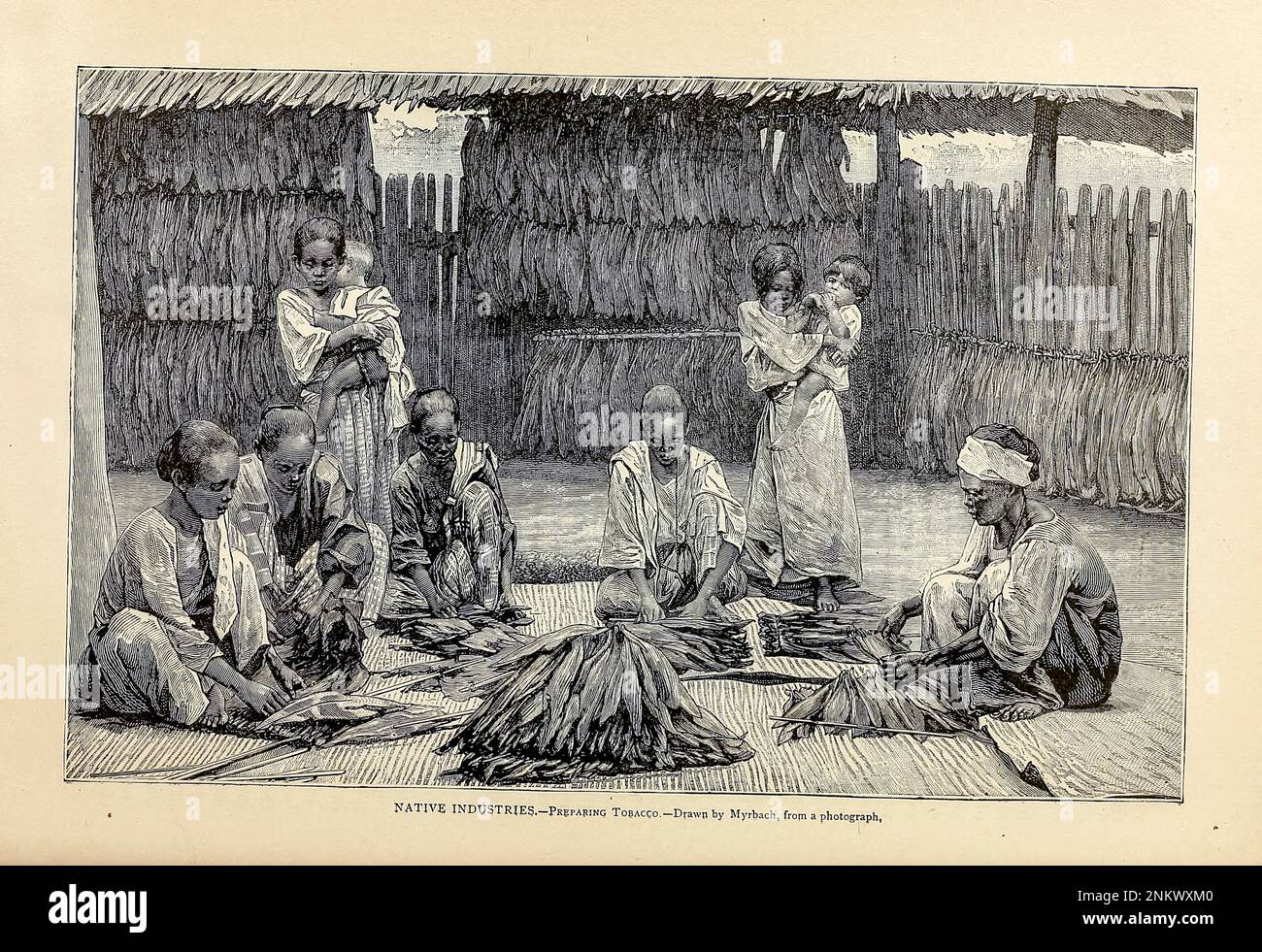 Native Industries, die Tabak herstellen, gezeichnet von Myrbach Kapitel XXI - The Malays from Cyclopedia Universal History : die umfassendste und aktuellste Präsentation des Themas in zwei Hauptteilen oder Abteilungen von mehr als sechstausend Seiten von John Clark Ridpath, 1840-1900 Publisher 1895 Publisher Boston : Balch Bros Band 6 Geschichte von Mensch und Menschheit Stockfoto