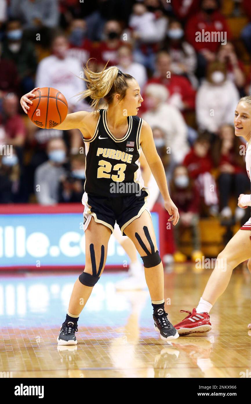 BLOOMINGTON, IN - FEBRUARY 06: Purdue Boilermakers guard Abbey Ellis (23) during a women's college basketball game between the Purdue Boilermakers and the Indiana Hoosiers on February 06, 2022 at Assembly Hall in Bloomington, IN. (Photo by Jeffrey Brown/Icon Sportswire) (Icon Sportswire via AP Images) Stockfoto