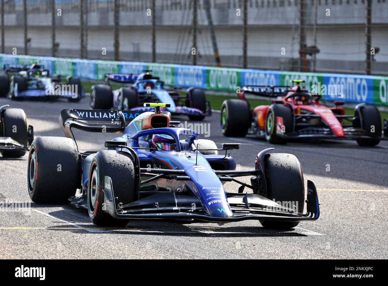 Sakhir, Bahrain. 24. Februar 2023 Logan Sargeant (USA) Williams Racing FW45 – Trainingsbeginn. Formula One Testing, Day Two, Freitag, 24. Februar 2023. Sakhir, Bahrain. Stockfoto