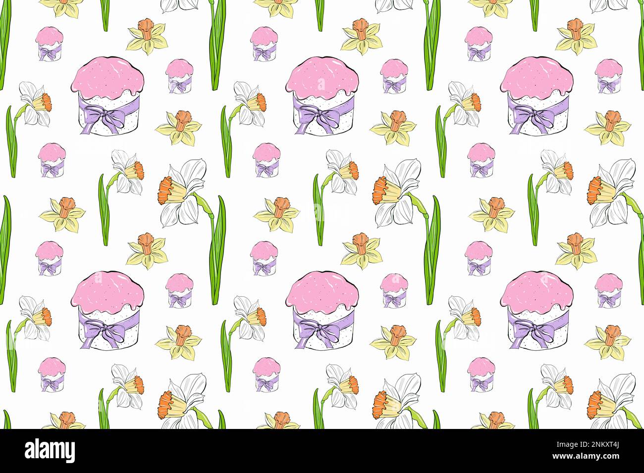 Nahtloses Ostermuster. Blumenhintergrund für Verpackung und textil Stockfoto