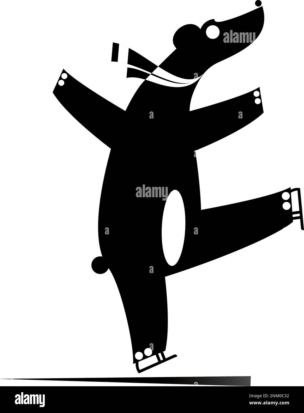 Cartoon mit schwarzer Skater-Grafik auf Weiß. Der Cartoon trägt eine originale Silhouette Stock Vektor