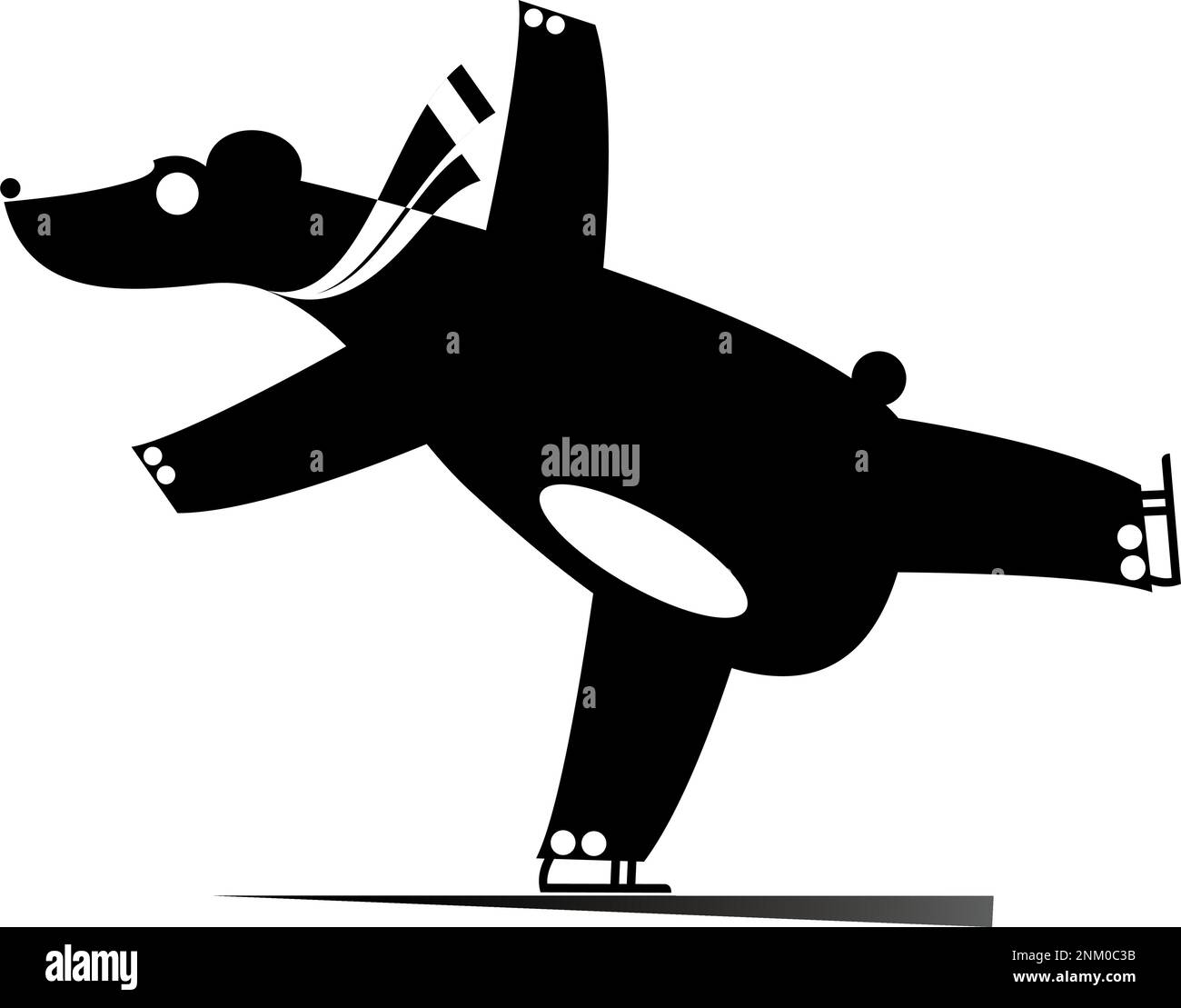 Cartoon mit schwarzer Skater-Grafik auf Weiß. Der Cartoon trägt eine originale Silhouette Stock Vektor