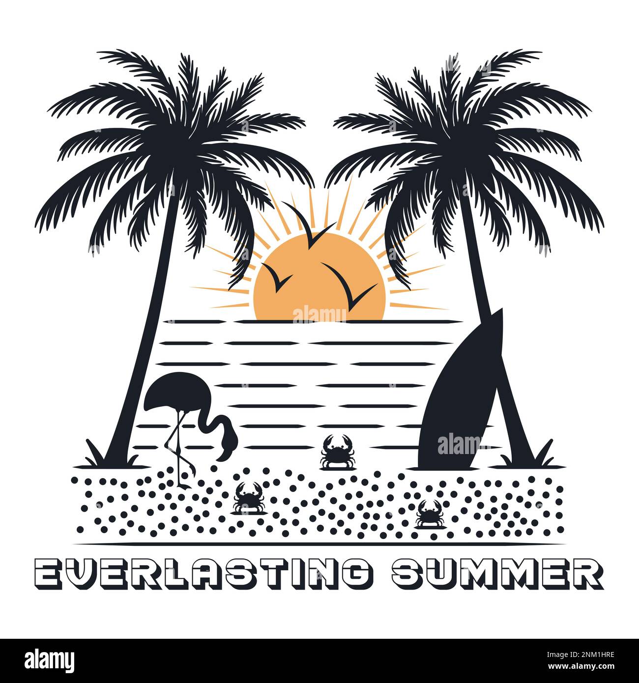 Ewiger Sommer am Strand. Editierbar, skalierbar, EPS 10, Vektorgrafik. Stock Vektor