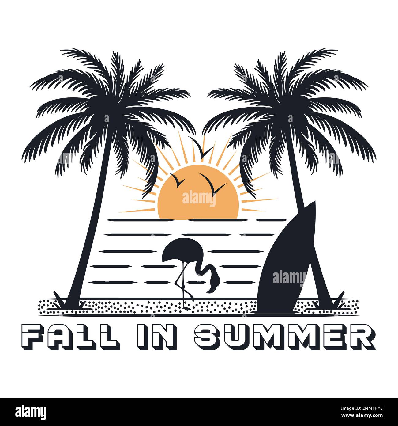 Herbst im Sommer am Strand. Editierbar, skalierbar, EPS 10, Vektorgrafik. Stock Vektor