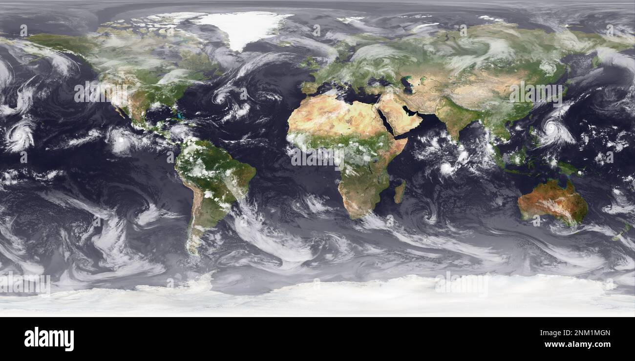 Satellitenbilder der Hurrikane Walaka und Sergio, Tropical Depression Rosa, Tropical Storm Leslie und Typhoon Kong-rey am 2. Oktober 2018 Stockfoto