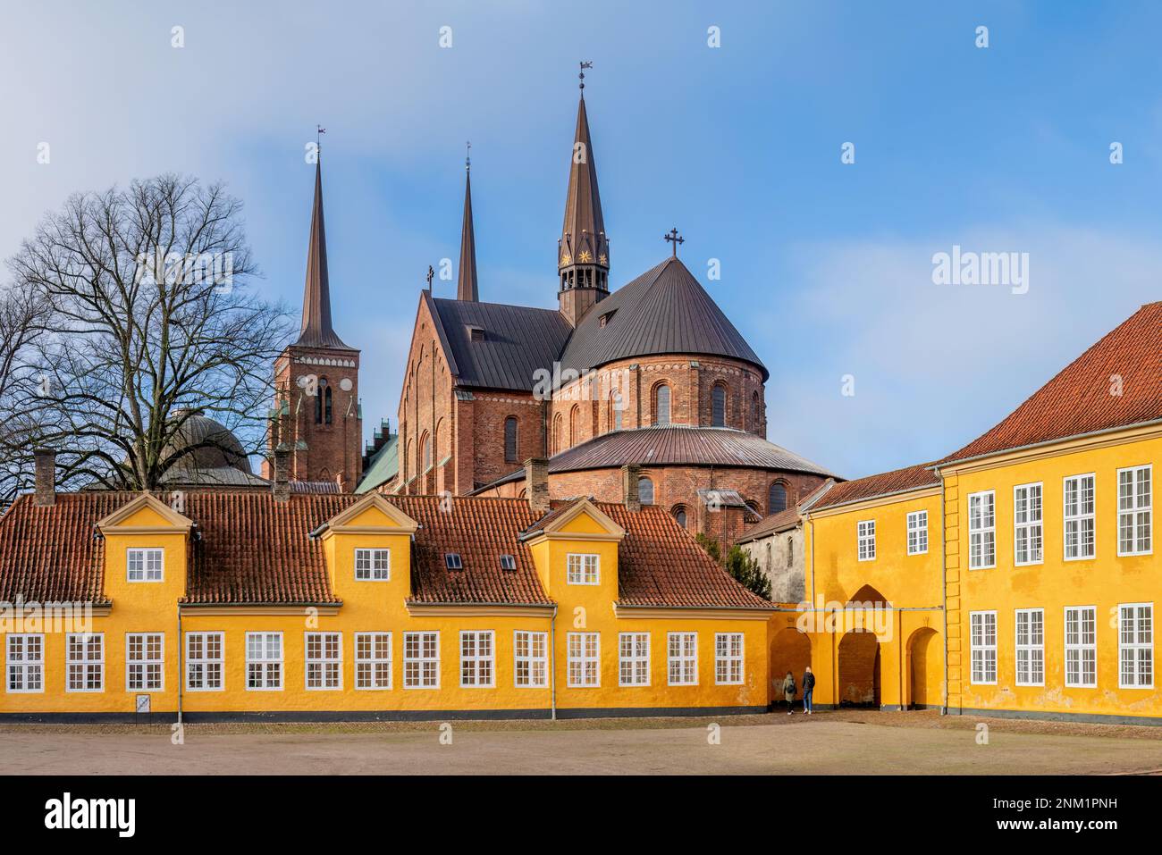 Blick auf die Kathedrale in Roskilde, Dänemark Stockfoto