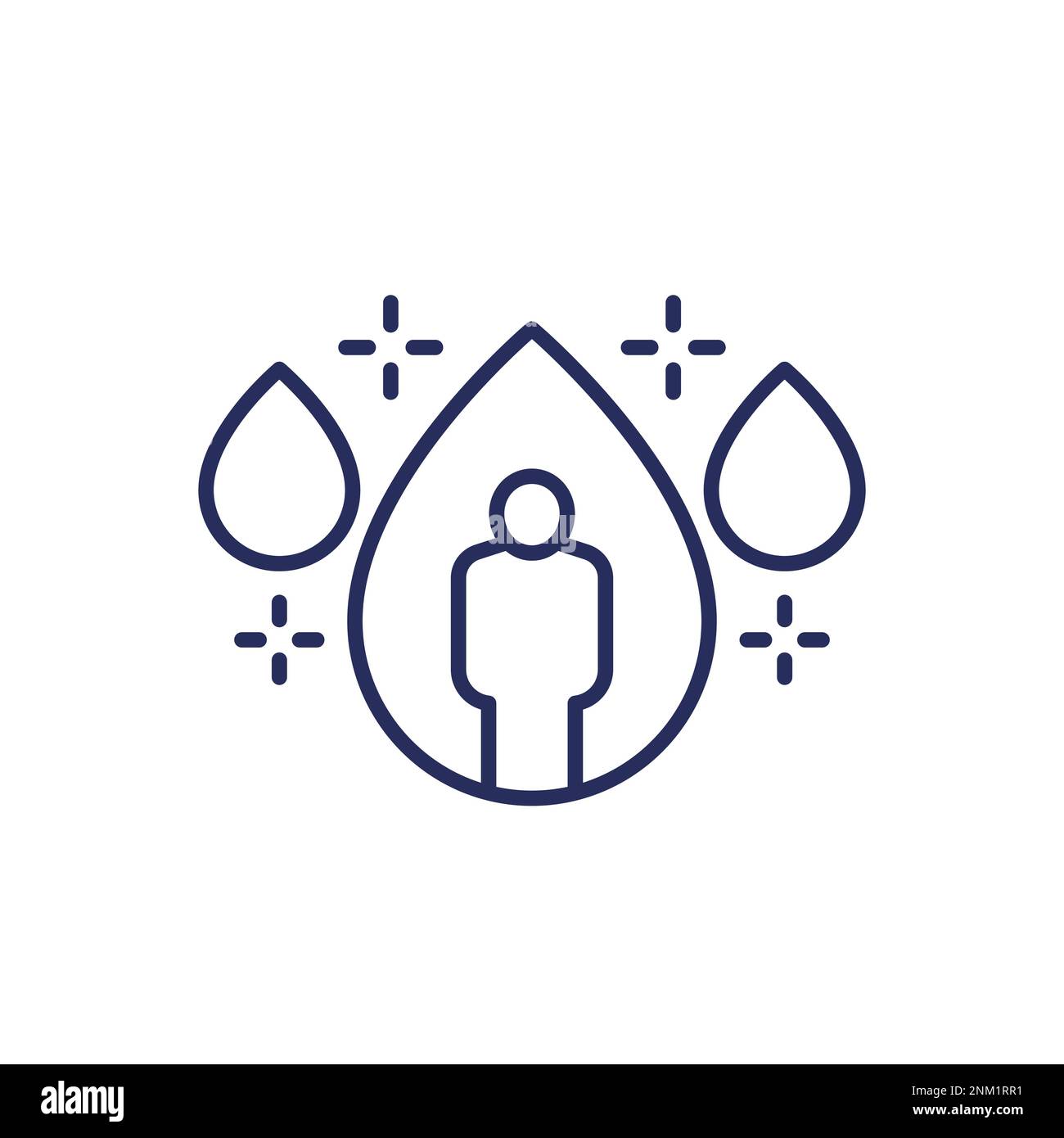 Symbol für Wasserbalancierung, Mann und Wassertropfen Stock Vektor