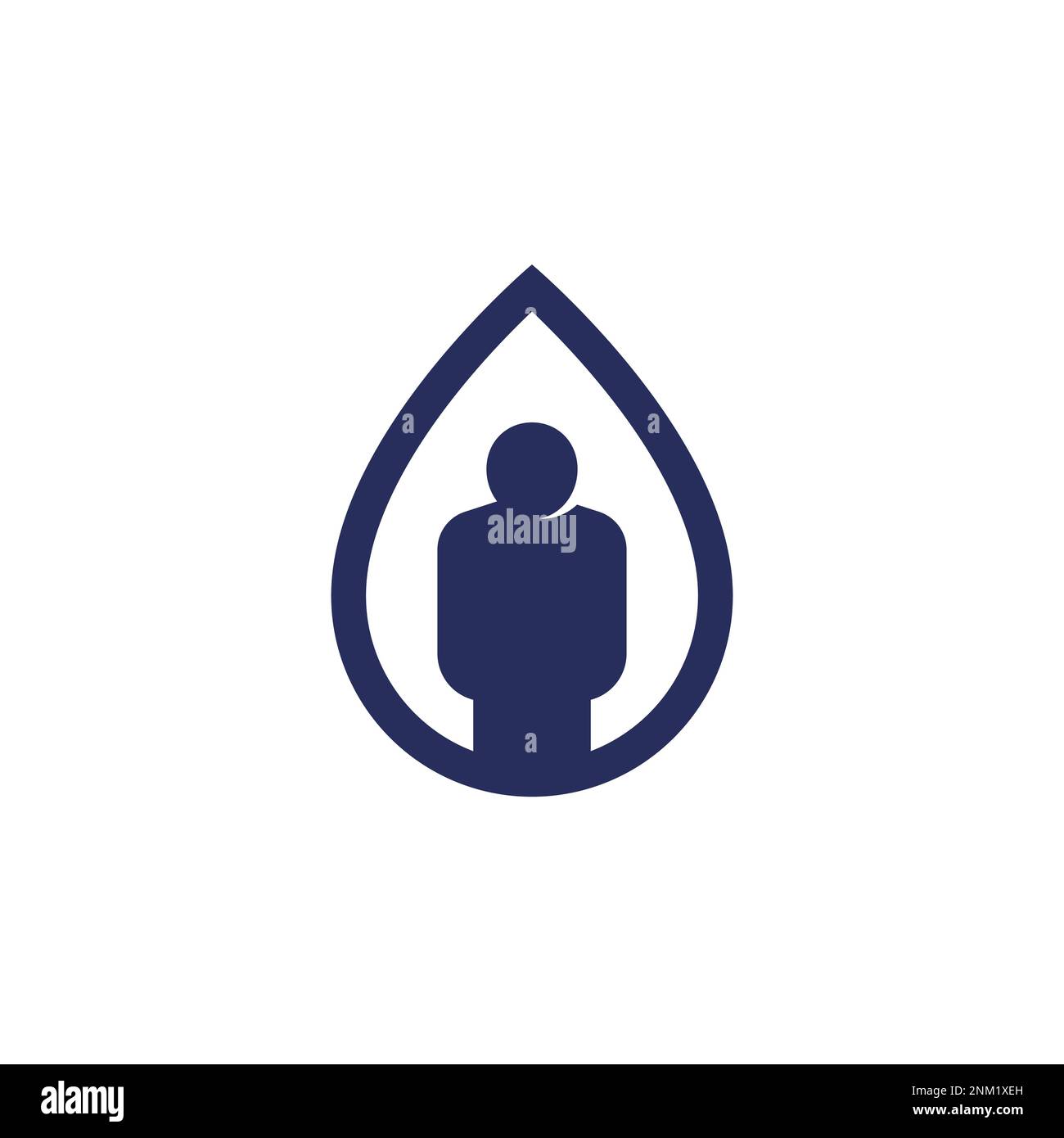 Wasserbalance in Körpersymbol, Mensch und Wassertropfen Stock Vektor