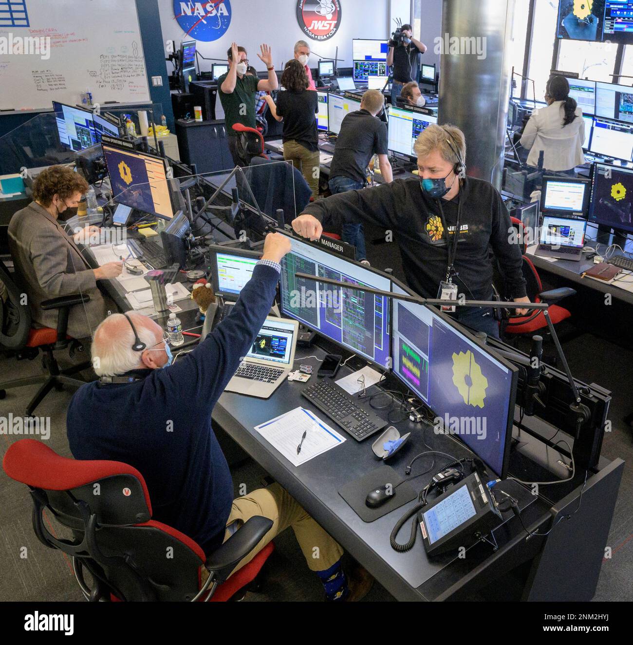 Engineering teams celebrate at the Space Telescope Science Institute in Baltimore as the second