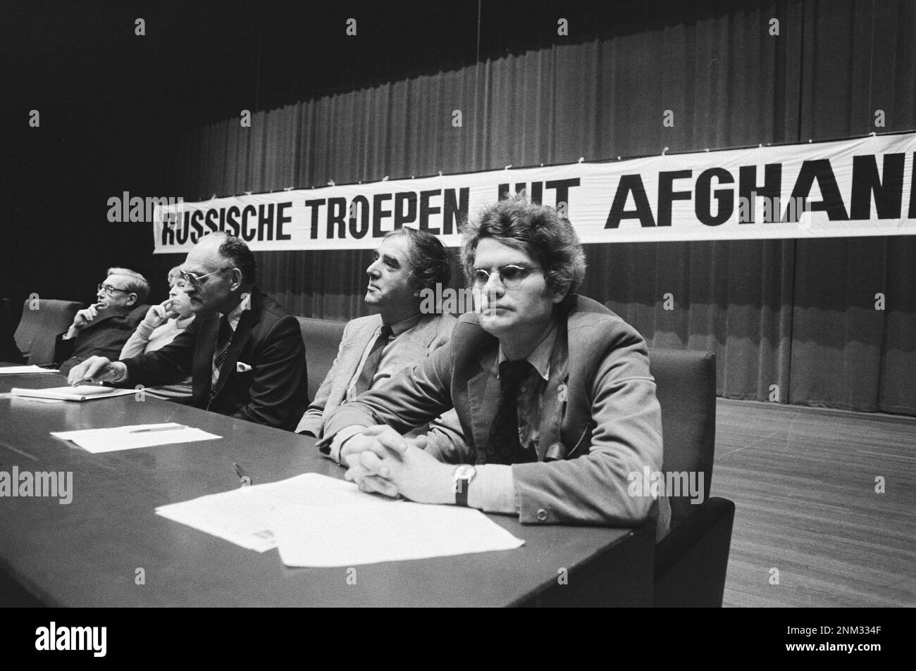 Niederländische Geschichte: Ein Protest in Utrecht gegen die russische Intervention in Afghanistan ca. 19. Januar 1980 Stockfoto