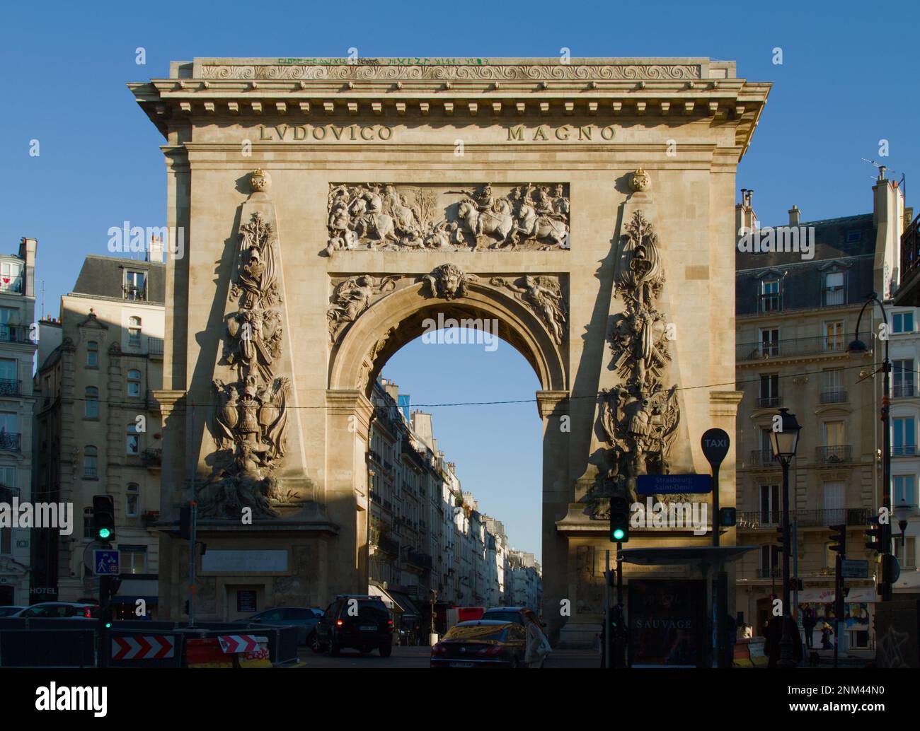 Porte Saint-Denis Stone Triumphbogen Gateway Monument, Paris Frankreich Stockfoto