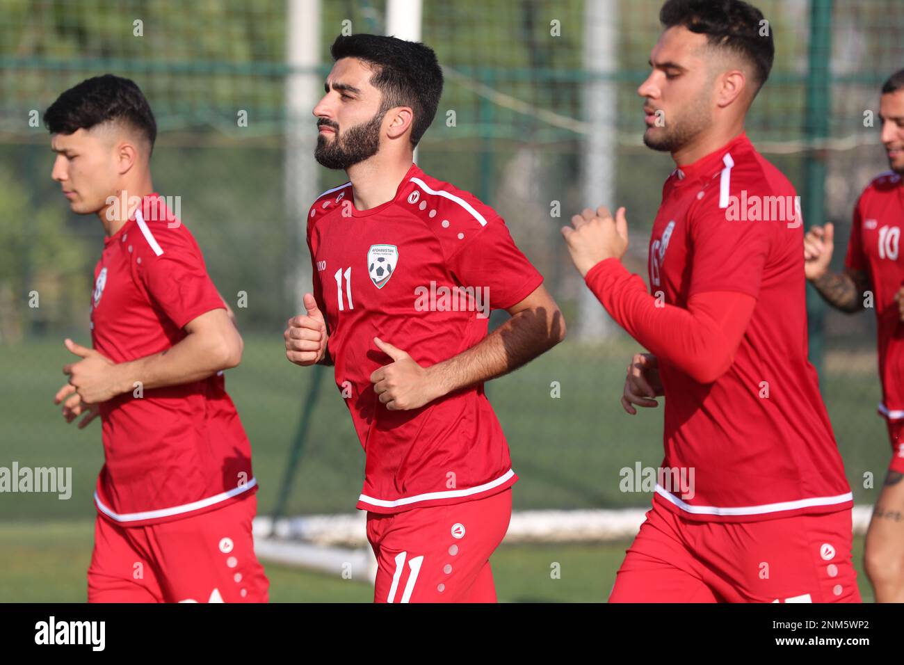 Die Spieler der afghanischen Nationalmannschaft trainierten 2021 in einem Trainingslager in Dubai City Stockfoto