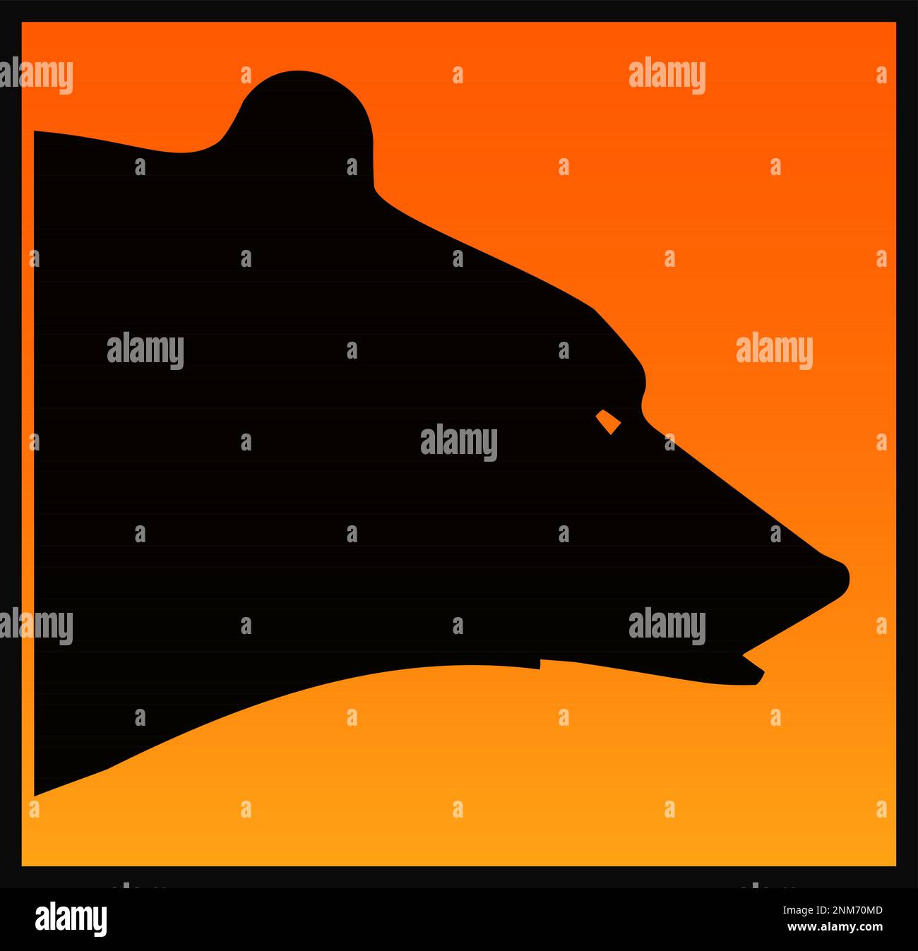 grizzly Bear Head in Sunset, Silhouette Icon Logo Stock Vektor