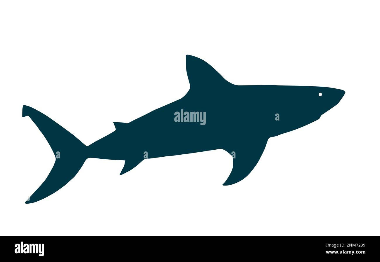 Der Hai, blau auf weiß, Silhouette Stock Vektor