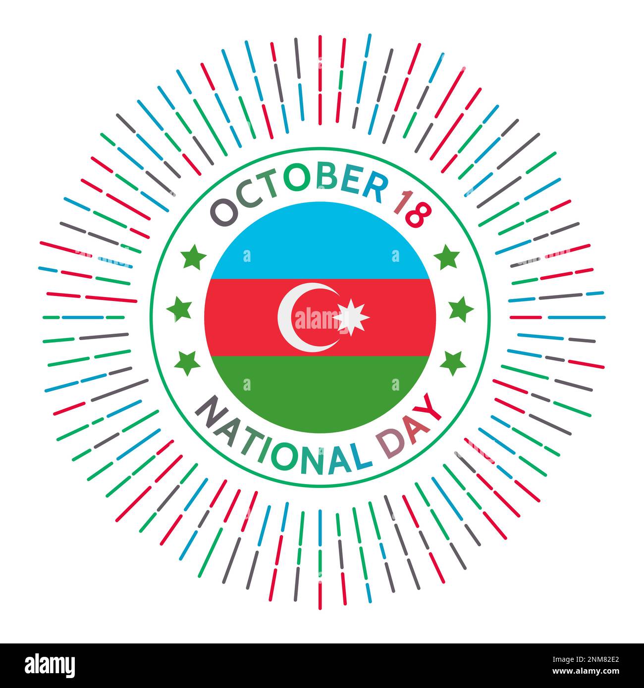 Aserbaidschan Nationalfeiertag. Die Unabhängigkeit von der Sowjetunion wurde 1991 erneut erklärt. Am 18. Oktober gefeiert. Stock Vektor